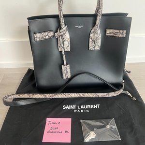 Saint Laurent Small Black Sac De Jour with Python Handles